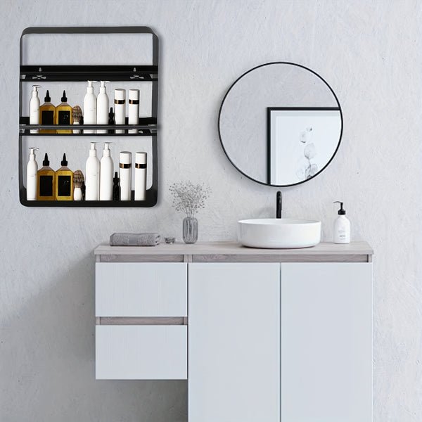 1 Model 2/3/4-Tier Heavy-Duty Carbon Steel Wall Shelf - Space-Saving Adhesive/Screw-Mountable (No Drilling) Multi-Purpose Storage Rack for Kitchen & Bathroom - Heavy Duty Shelving Unit, Easy Assembly, for renter-Friendly, Black/White Options, Utility