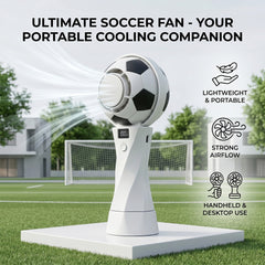 Portable Football Design Handheld Fan, USB Rechargeable Mini Fan, High-Velocity Portable USB Cooling Fan with Digital Display, Mini Soccer Desk Fan for Sports & Travel