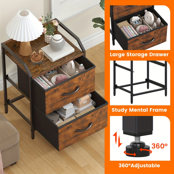 2 Drawers Bedside Table, Small Nightstand For Bedroom, Chest Of Drawers Bedroom, Storage Drawers For Living Room, Hallway