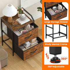 2 Drawers Bedside Table, Small Nightstand For Bedroom, Chest Of Drawers Bedroom, Storage Drawers For Living Room, Hallway