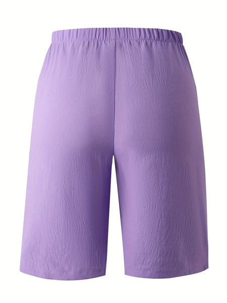 Circle 3pcs Set Standard Size Women's Shorts Casual Beach Pants with Pockets