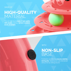 FurDreams Cat Roller Ball Toy Interactive - 3 Tier Tower Fun Cat Ball Track Toy, 3 Level Pet Teaser Toy for Interactive Play, Kitten Fun Puzzle Toy for Exercise & Stimulation