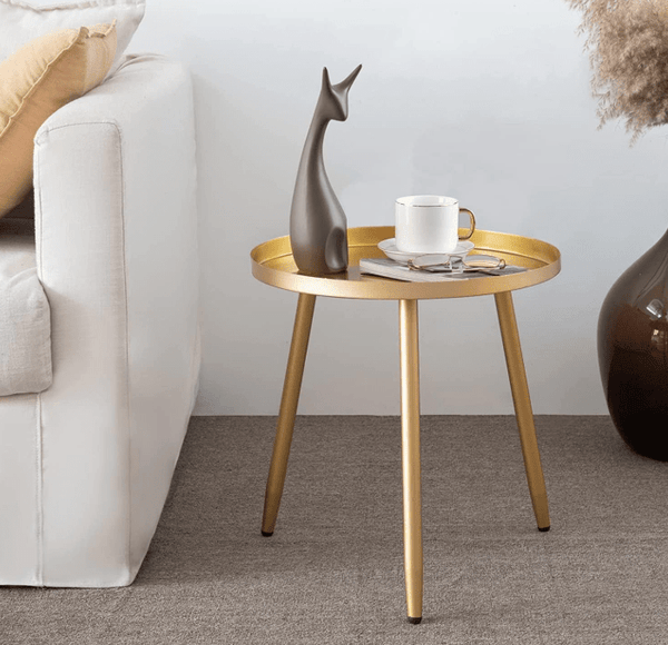 Metal End Table, Round Side Table, Nightstand/Small Tables for Living Room, Accent Tables Cheap, Side Table for Small Spaces,41.5 × 46.5 cm
