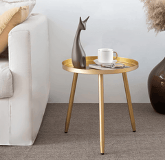 Metal End Table, Round Side Table, Nightstand/Small Tables for Living Room, Accent Tables Cheap, Side Table for Small Spaces,41.5 × 46.5 cm