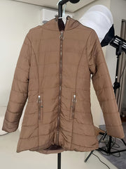 Women's Zip-Up Long Sleeve Slim Fit Padded Hooded Coat