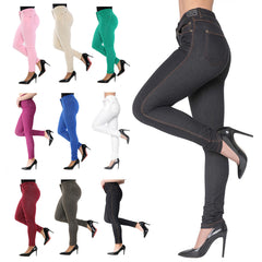 Women’s High-Waisted Stretch Jeans LOOK Jeggings Slim Fit Skinny Denim Trousers – Comfortable, Soft, Pull-On Elastic Waist Pants for Shaping Body Contour, Casual Everyday Wear, Lightweight, Breathable, Stretchy Jean Leggings, Fashion Essentials, Slimming