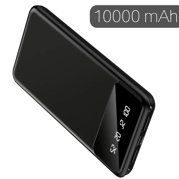 20000/10000mAh Large Capacity Portable Power Bank, Suitable For Charging Android Electronics/ Mobile Phone Devices, Equipped With LED Display/ Dual Output Ports, Portable Emergency Power Supply Device For Outdoor Travel- White/ Black