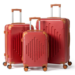 4/5pcs Hard Shell Luggage Set, Expandable & Lightweight Hardside Suitcase With 360° Spinner Wheels (12, 16, 20, 24, 28 Inch) - Stylish White Paired With Brown Luggage