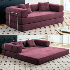 Foldable Sofa Bed 200cm Wide XXL Bed, Modular Floor Sofa, Corduroy Cloud Sofa With Metal Frame, 3-seater Guest Bed, Foldable, Non-slip, Washable ( 200cm (3-seater))