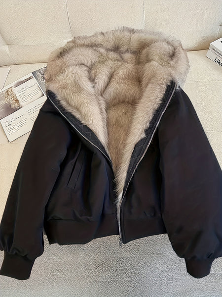 Autumn and Winter Women's Furry Jacket Coat