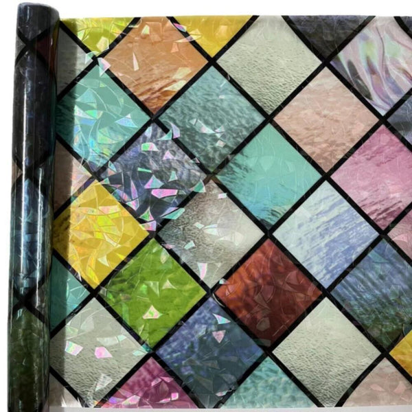 1 Roll of Crystal Lattice Patterned Glass Film, Static Cling, No Glue, Providing Privacy And Blocking Rays, Suitable for Both Office And Home Use