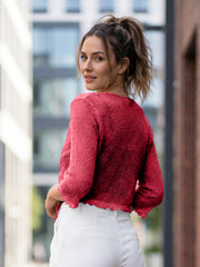 Love My Fashions Women’s Fish Net Knitted Tie Up Bolero Shrug Top Ladies 3/4 Sleeve One Size Fits All