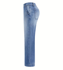 DD Women's 2026 New Stretchy Loose Cropped Jeans, Washed Blue Barrel Denim Trousers, Street Style Ladies' Outfit, Mid-waisted Pantalones with Pockets, 4 Seasons Weared Tummy Control Mom Pants Wide Leg Boyfriend Casual Pants for Travel Work and Office