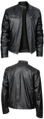 New Autumn/Winter Men's Jacket, European/American Style Motorcycle Jacket, Men's Stand Collar Windproof Winter Outerwear