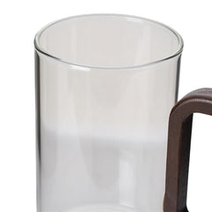 6pcs High Borosilicate Transparent Glass Cups, 360ml Vintage Wood Handle Tea Cups, Heat-Resistant Household & Office Tea Cups, Multi-Purpose Coffee Cups, Beverage Cups, Milk Cups, Suitable for Home, Office, Bar