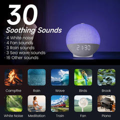 Sunrise Alarm Clock, Sound Machine for Sleep, Snooze, Timer, Dimmable Night Light, 30 Soothing Sounds, White Noise Machine, Wake Up Light for Bedrooms, Adults, Heavy Sleepers
