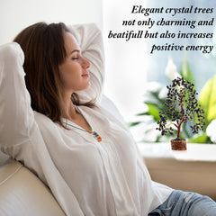 Black Tourmaline Crystal Tree of Life – Natural Healing Chakra Gemstone Tree for Protection, Powerful Positive Energy & Feng Shui Home Decor, Spiritual Gift for Women (Mini Crystal Guide Included)