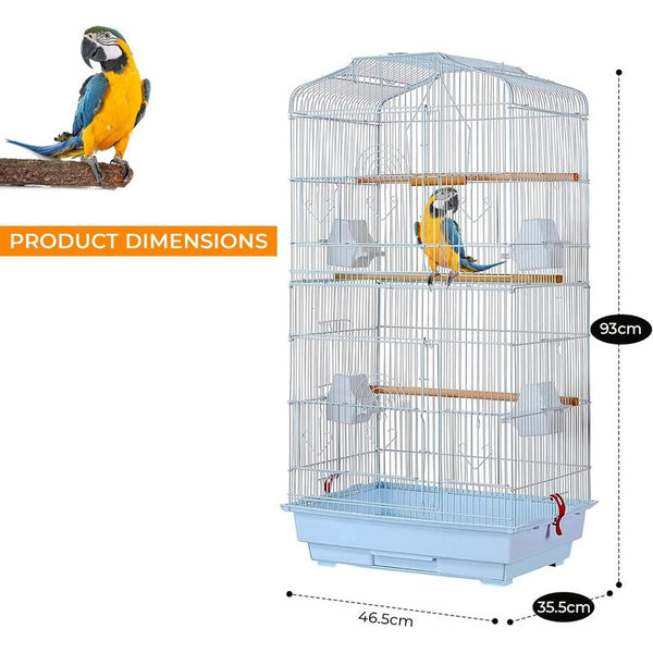 Large Metal Bird Cage for Budgie Parakeet Canary Cockatiel Finch or Lovebird by Crystals (Black)