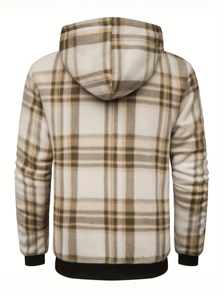 Jacket for Men Heavyweight Fleece Hoodies Thick Sherpa Lined Flannel Plaid Shirt Jacket