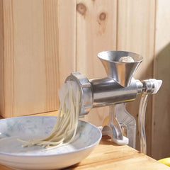 6-in-1 Manual Meat Grinder Aluminum Alloy Sausage Filling Machine Wooden Handle Meat Grinder for Meat and Vegetable Grinding and Sausage Filling