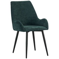 MOF Set of 4 Dining Chairs with Armrests - Mid-Century Upholstered Dining Chairs with Soft Cushioned Seat & Black Metal Legs for Dining Room, Living Room, Kitchen or Vanity Chair
