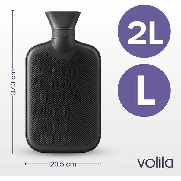 Hot Water Bottle - 2L Hot Water Bottle for Pain Relief, Hand and Foot Warmer - Luxury, Soft and Washable Hot Water Bag for Hot and Cold