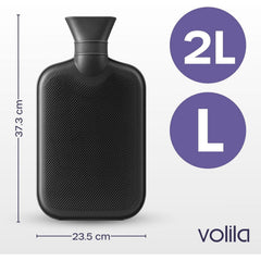 Hot Water Bottle - 2L Hot Water Bottle for Pain Relief, Hand and Foot Warmer - Luxury, Soft and Washable Hot Water Bag for Hot and Cold