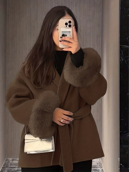 New Autumn/Winter Sophisticated Style Tie-Strap Coat for Women, Elegant and High-End, Overcoat