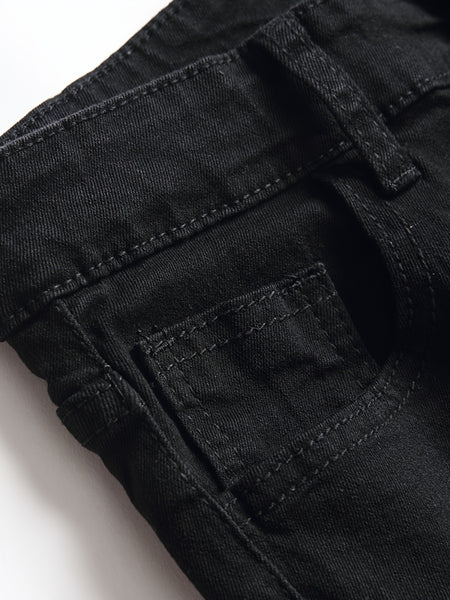 Men's Ripped Jeans with Doll Figure Pattern, Youth Zhang Zai Embroidery, Trendy Skinny Tapered Fit Denim Pants