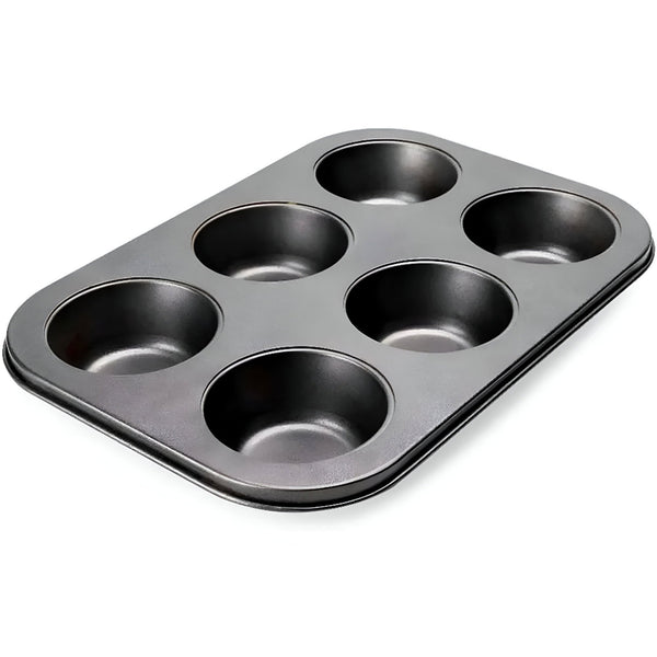ANGIX 6 & 12 Cup Muffin Tray Nonstick - Dishwasher Safe Cupcake Tins for Baking | Non-Stick Pan Muffin Trays, Baking Mould for Muffins or Cupcakes, Bakeware - (Black)