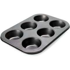 ANGIX 6 & 12 Cup Muffin Tray Nonstick - Dishwasher Safe Cupcake Tins for Baking | Non-Stick Pan Muffin Trays, Baking Mould for Muffins or Cupcakes, Bakeware - (Black)