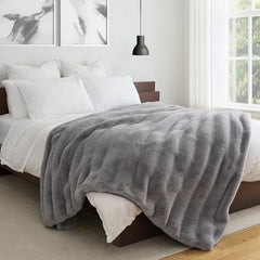 Safdie Faux Rabbit Fur Blanket in 3 Colours, 234 X 249 Cm