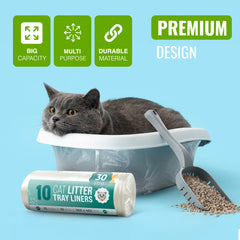 Ecobag Cat Litter Tray Liners - 30L - Heavy Duty Cat Litter Bags, Recycled Litter Liners, Durable Cat Tray Liners Easy to Dispose