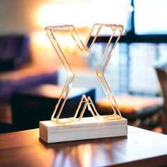 Light Up Letter | LED Alphabet Wire Frame Letter Lights | Rose Gold Copper Initials | Personalised Lighting | Battery Powered | For The Office Living Room Bedroom | Gift For Her