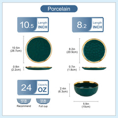 12pcs Porcelain Dinnerware Sets with Dinner Plate, Dessert Plates And Cereal Bowls, Service for 4