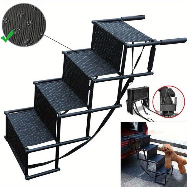 4 Step Stairs Folding Portable Dog Ramp  Boot Access Ladder for Pet Dog Cat
