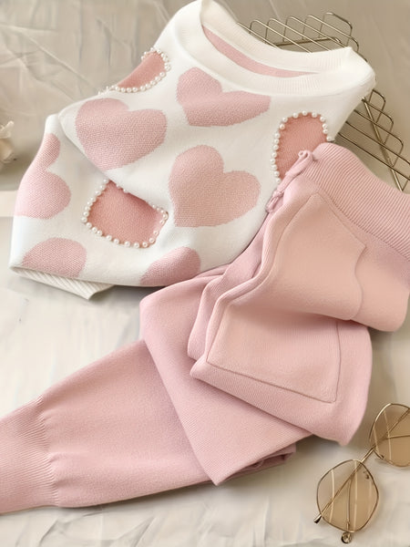 Women'S Short-Sleeve Beaded Top And Pants Set, Perfect for Casual Jogging