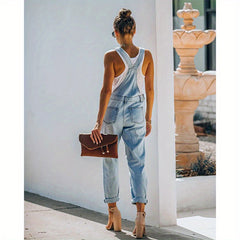 2025 New Style Denim Trouser with Hole Design And One-Piece Style with Back Belts And Short Legs