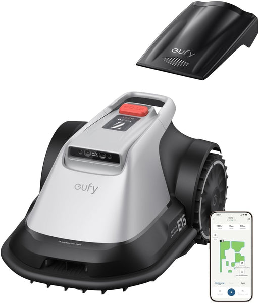 Eufy E15 Robot Lawnmower, No Boundary Wire, No RTK, No Signal Problems, Hands-Free Auto-Mapping, for Gardens up to 800 M², Truevision Technology, Precise Edge Trimming, Accurate Obstacle Avoidance