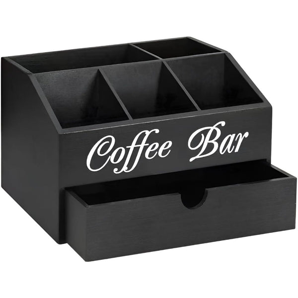 Coffee Station Counter Organizer - Coffee Basket Holder | Coffee and Tea Condiment Storage Organizer for Coffee Bar, Dessert Shop