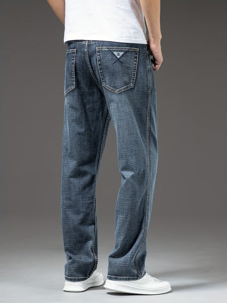 Geng Yuanshi High-End Summer Men's Jeans New Trend Fashion Straight-Leg Light Business Stretch Denim Pants
