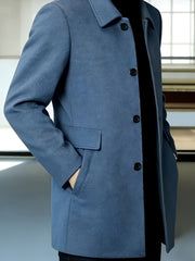 [Wanrenshan OBM] 2025 American Style New Men'S Casual Classic Versatile Solid Color Side Double Pocket Easy Design Handsome Dad Wrinkle-Resistant Non-Iron Single-Breasted Light Luxury Trench Coat