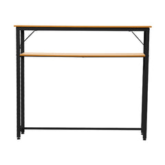 Minimalist Wooden Console Table - Slim Wall-Mounted Single/Double Tier Entryway Shelf with Carbon Steel Frame, Space-Saving Narrow Hallway Table, Bedroom/Living Room Table (80x20cm, MDF Wood + Black/White Metal)
