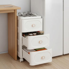 Mobile Storage Cabinet with Drawers, Slim Rolling Storage Unit for Bathroom, Bedroom, Living Room, Freestanding Organiser for Toiletries, Cosmetics & Household Items, 3/4 Layers Storage Cabinet