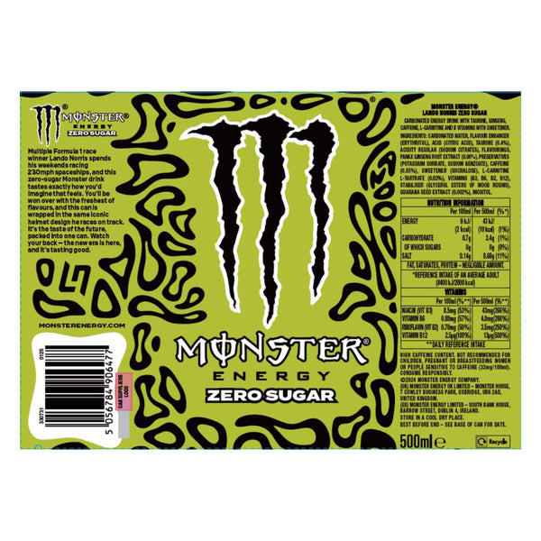 Monster Lando Norris Zero Sugar PMP £1.65, 12 X 500Ml
