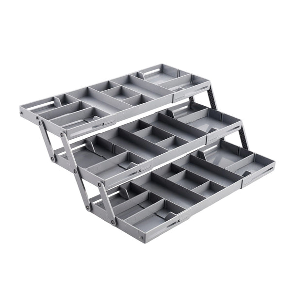 Dining Set Drawer Organizer Box, Collapsible Drawer Organizer 3 Tiers 3 Tray Folding Portable Expandable Desk Organizer Trays for Office Supplies Kitchen Gadgets Utensils Jewelry Makeup