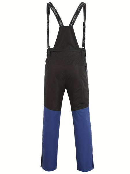 2025 New Men's Winter Thickened Ski Pants, Patchwork Design, Detachable Suspenders, Extra Thick and Warm, Suitable for Outdoor Skiing, Hiking, and Mountaineering