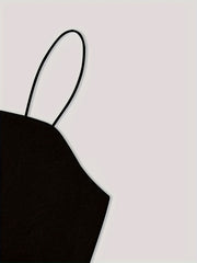 6pcs Women'S Casual Short Camisole And Elastic Waist Pocket Work Pants Set for Spring And Summer, Solid Color Everyday Outfit