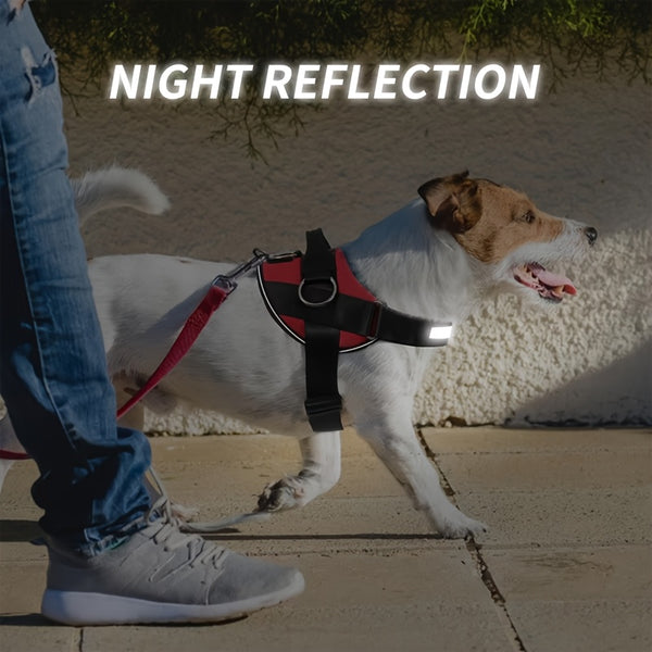 Adjustable Dog Harness for Small & Large Dogs - Reflective Nylon Vest with Striped Design, D-Ring Leash Attachment, and 