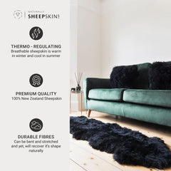 Naturally Sheepskins Long Wool Quad Rug, 180 X 110 Cm in Black